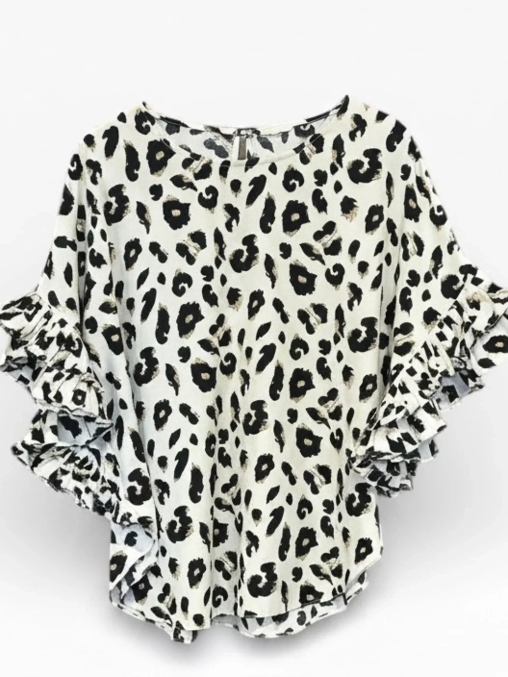 Jodifl Leopard Print Loose Fit Pleated Sleeves Blouse Women’s Size Small - Picture 3 of 11